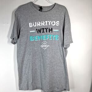 Moe's Burritos with Benefits Welcome to Moe's T-Shirt‎ Gray Women's X-Large